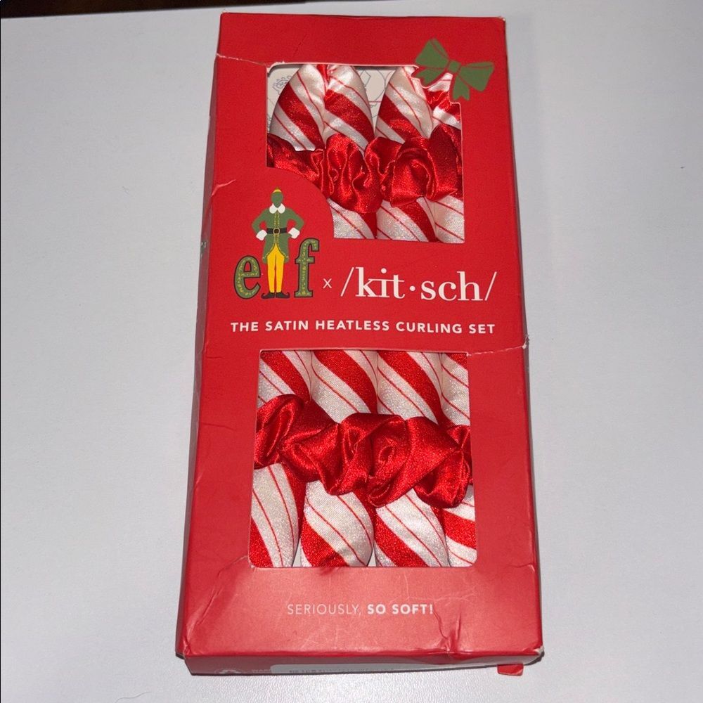 Kitsch x Elf Collab Red and White Satin Heatless Curling Set NIB